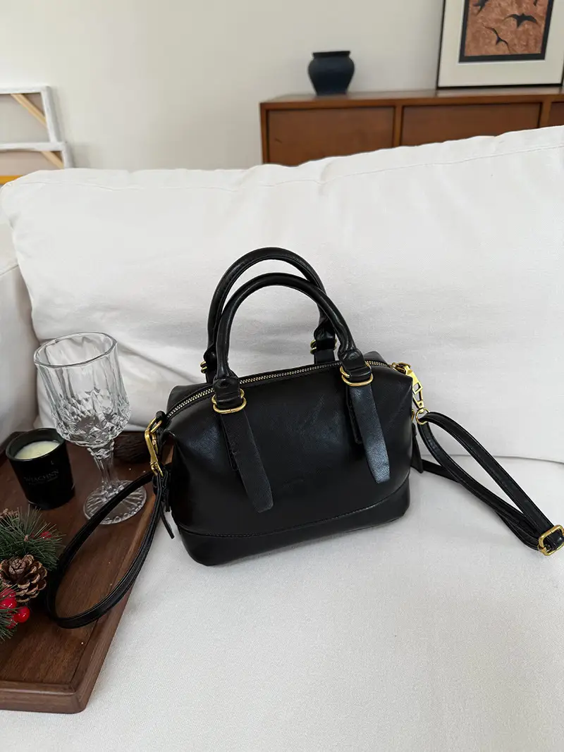 Women Retro Brown Bowling Bag Shoulder Crossbody 2026 - Image 2