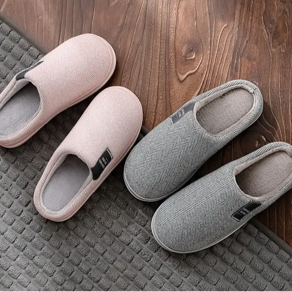 Winter Cotton Slippers Tpr Non-Slip Men's and Women's Autumn and Winter Indoor Home Thickened Warm Scandinavian Simple Home Fur Slippers - Image 17
