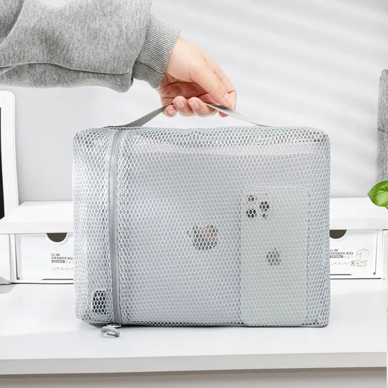 Women's Portable Mesh Cosmetic Travel Bag 25x33x9cm