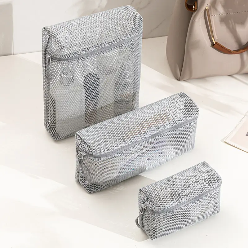 Women's Portable Mesh Cosmetic Travel Bag 25x33x9cm