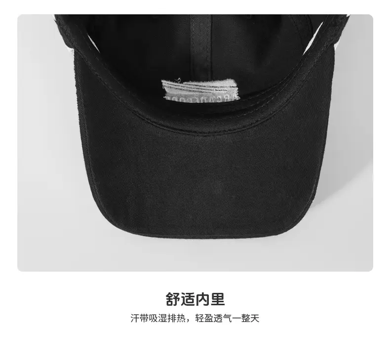 Korean Letter Embroidered Baseball Hats Black White — feature 4