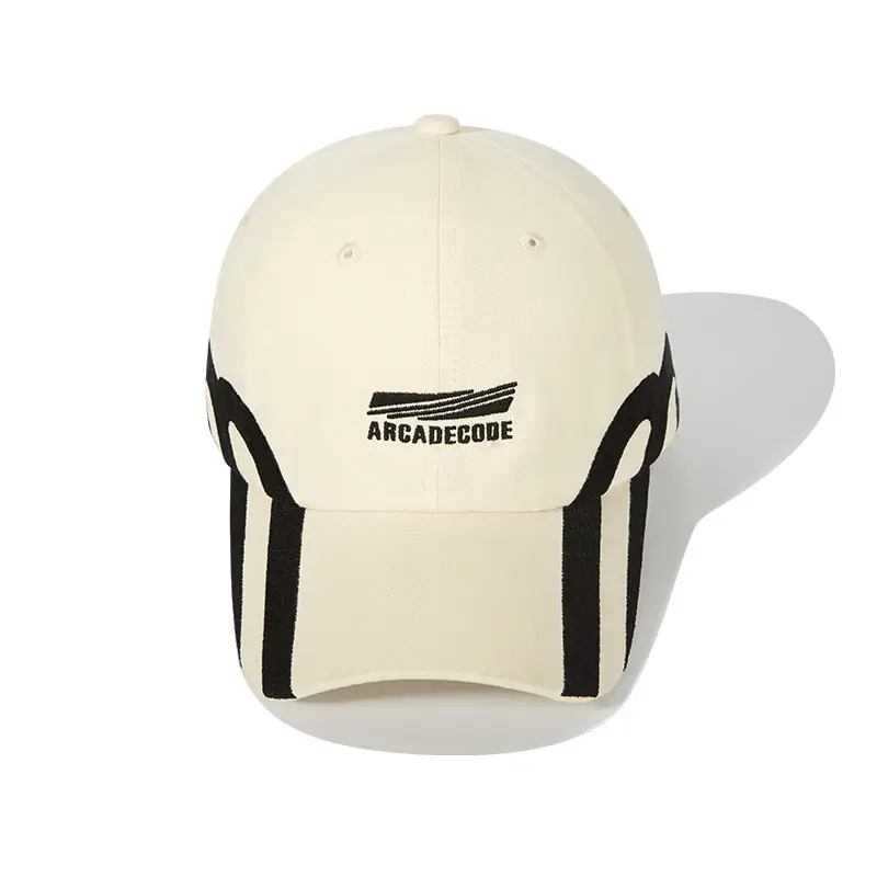 Korean Letter Embroidered Baseball Hats Black White - Image 2