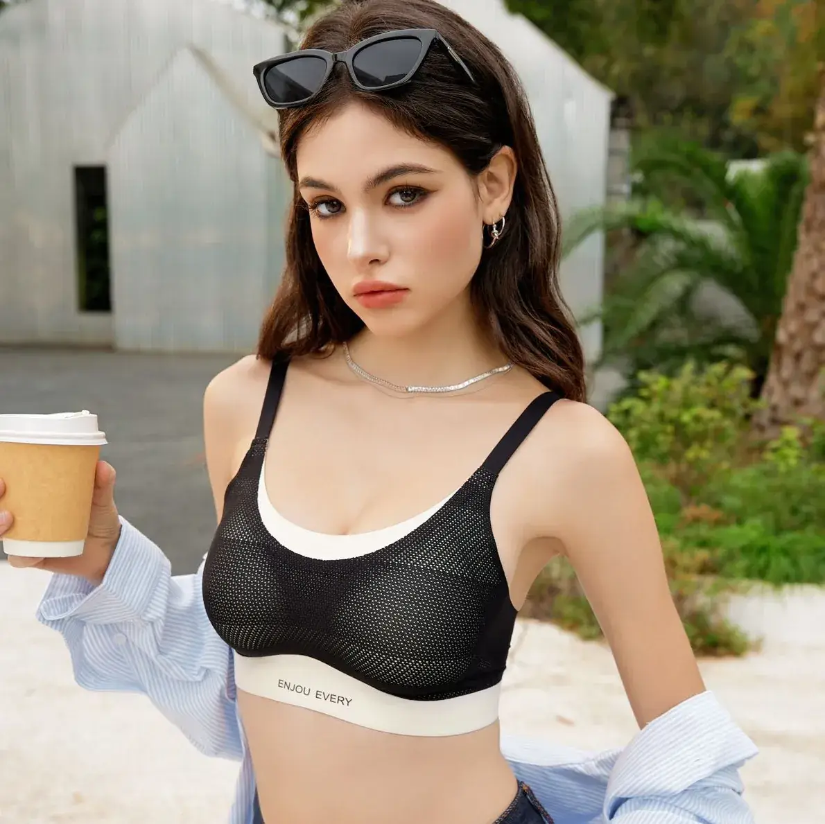 Women's Jelly Stitching Non-Rimmed Bra White - Image 9