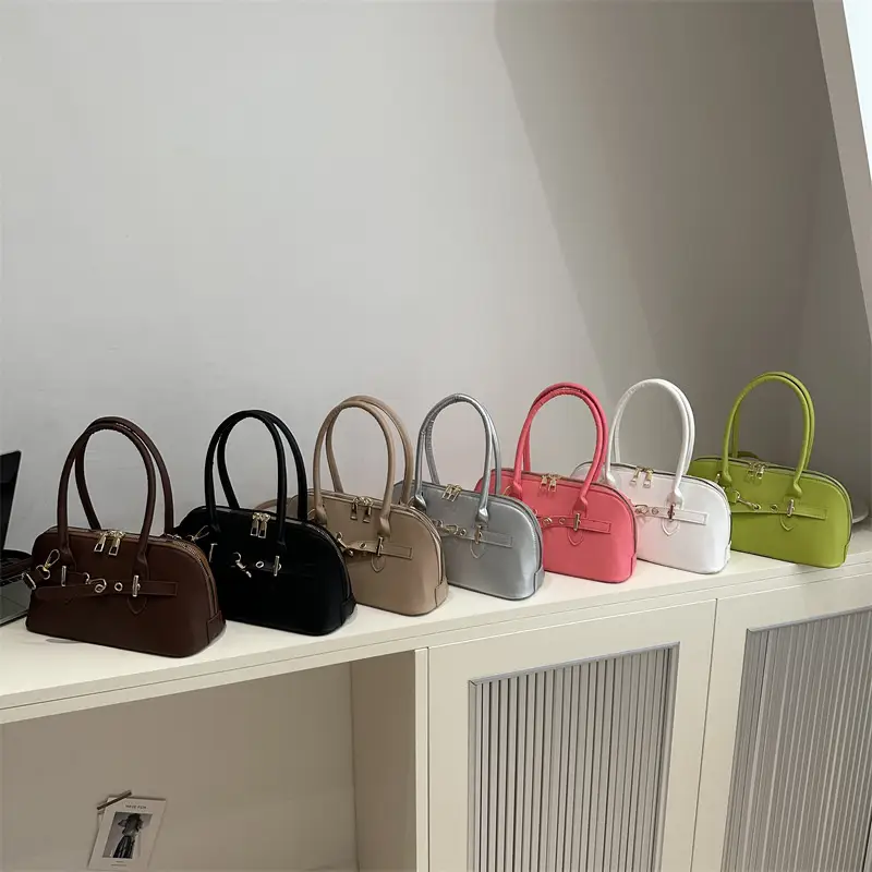 Light Grey Retro Shell Bag for Women 2024 Winter - Image 8