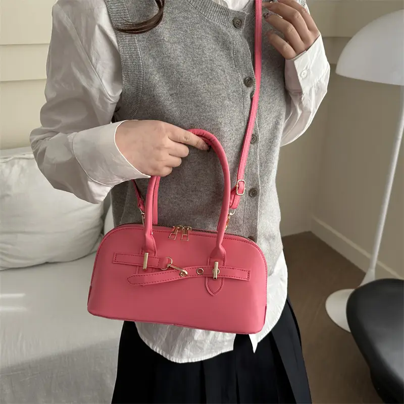 Light Grey Retro Shell Bag for Women 2024 Winter - Image 11
