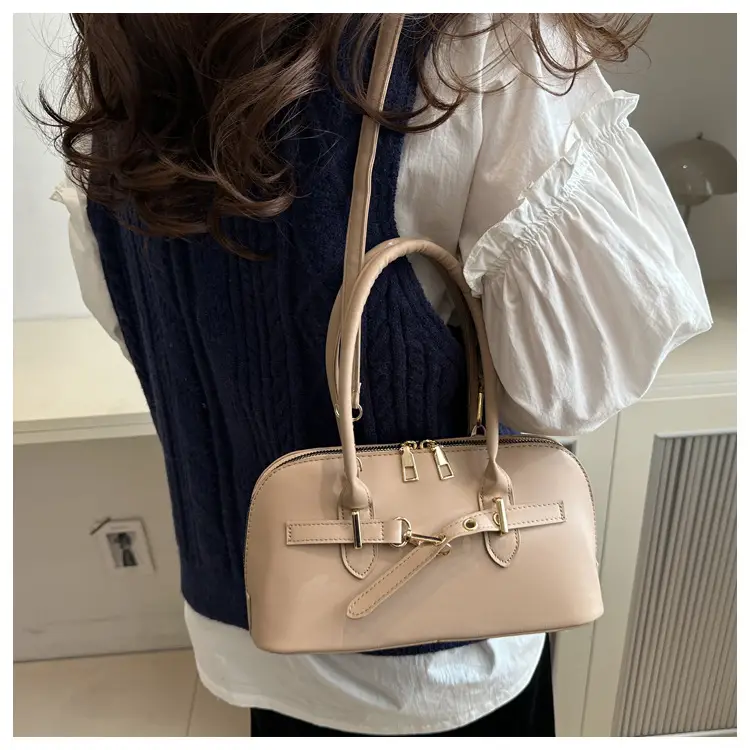Light Grey Retro Shell Bag for Women 2024 Winter — feature 14