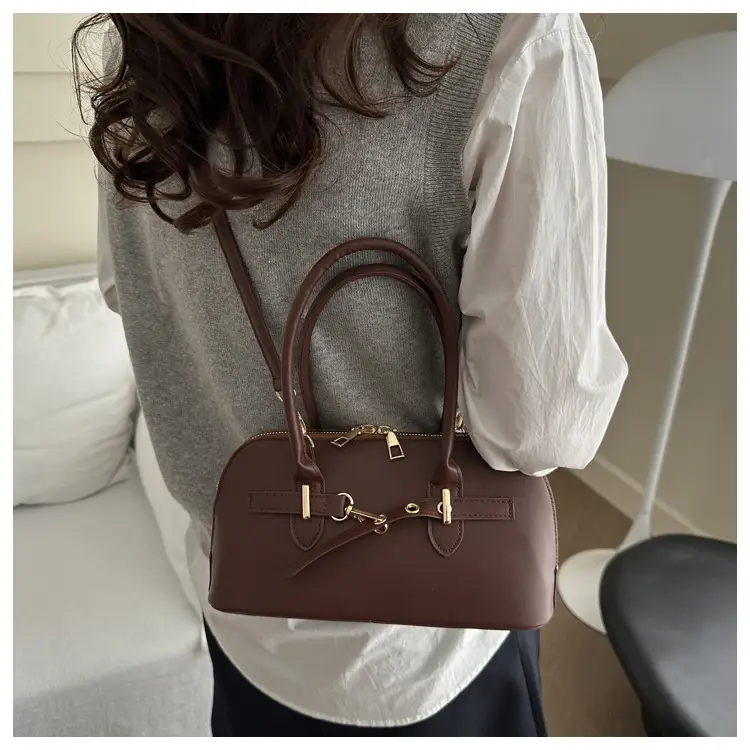 Light Grey Retro Shell Bag for Women 2024 Winter — feature 17
