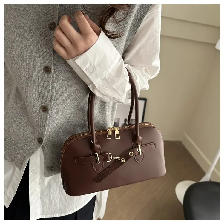 Light Grey Retro Shell Bag for Women 2024 Winter — feature 18