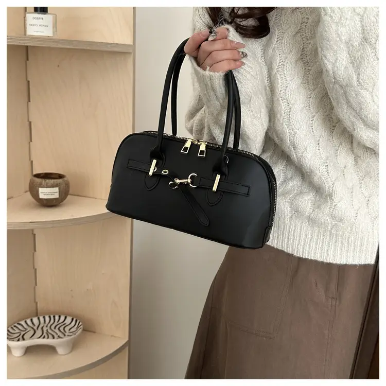 Light Grey Retro Shell Bag for Women 2024 Winter — feature 23