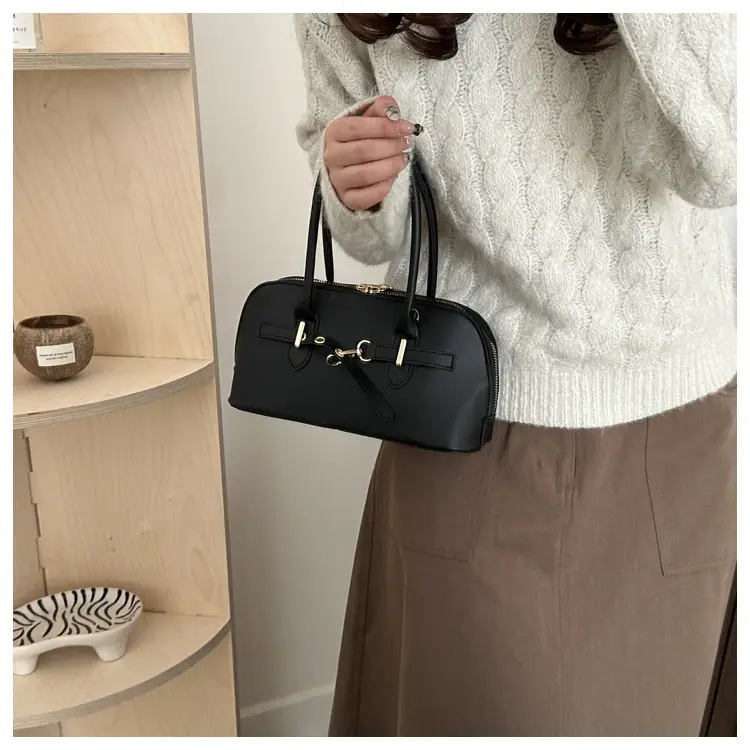 Light Grey Retro Shell Bag for Women 2024 Winter — feature 24