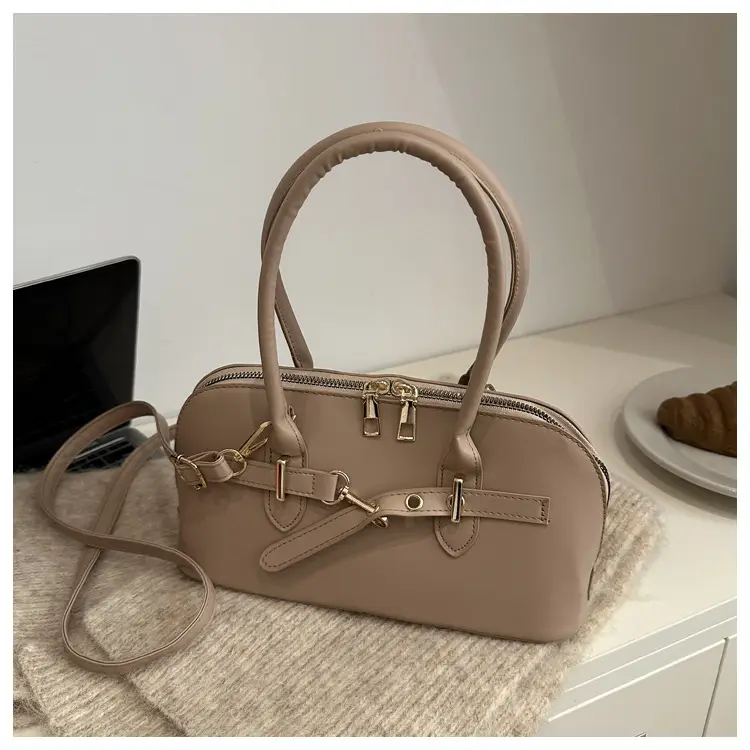 Light Grey Retro Shell Bag for Women 2024 Winter — feature 36