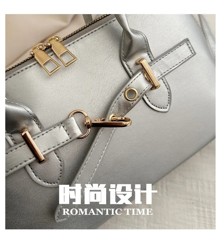 Light Grey Retro Shell Bag for Women 2024 Winter — feature 4