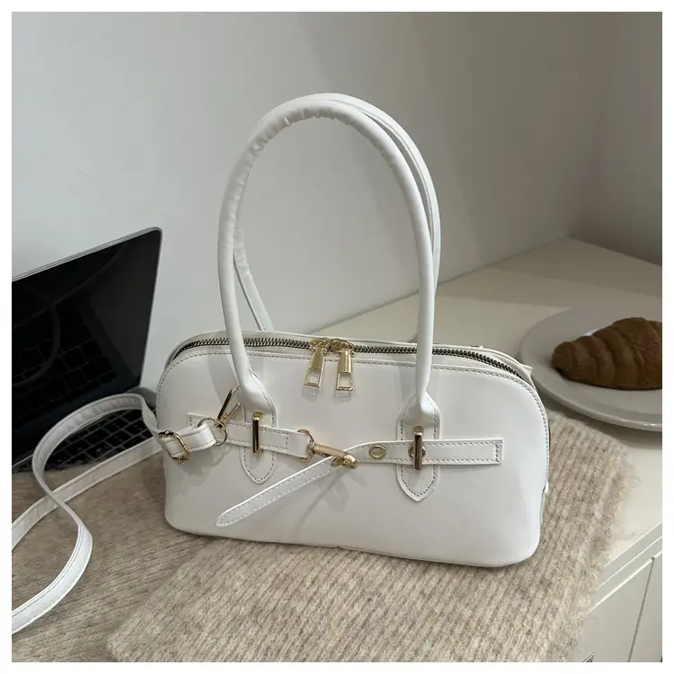Light Grey Retro Shell Bag for Women 2024 Winter — feature 41
