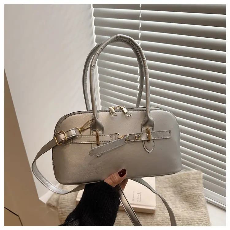 Light Grey Retro Shell Bag for Women 2024 Winter — feature 43