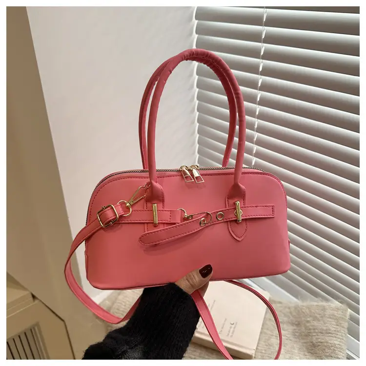 Light Grey Retro Shell Bag for Women 2024 Winter — feature 44