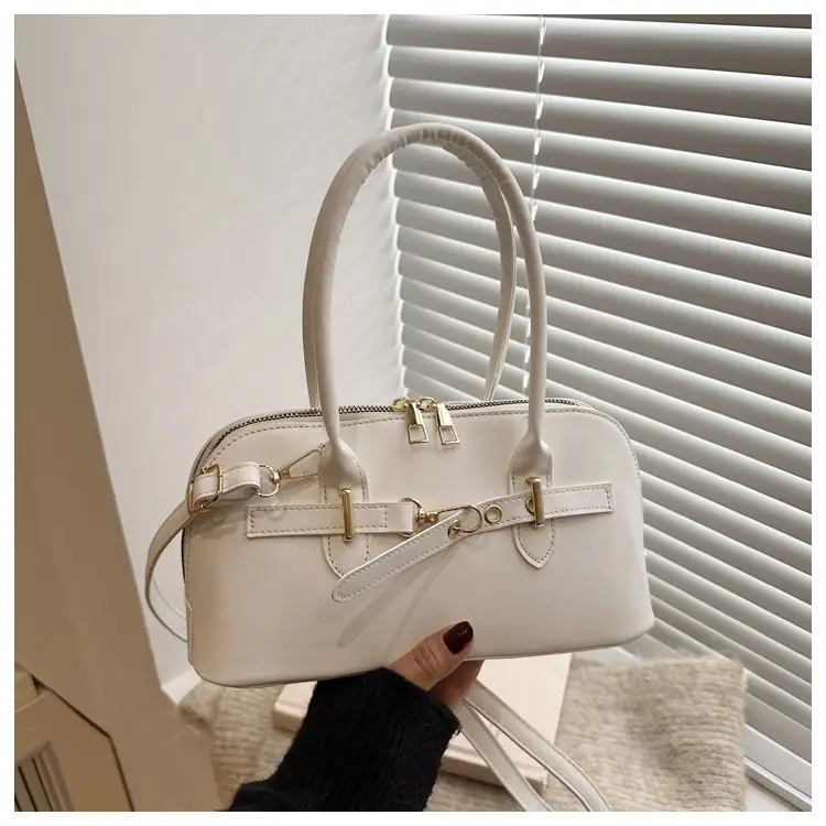 Light Grey Retro Shell Bag for Women 2024 Winter — feature 45