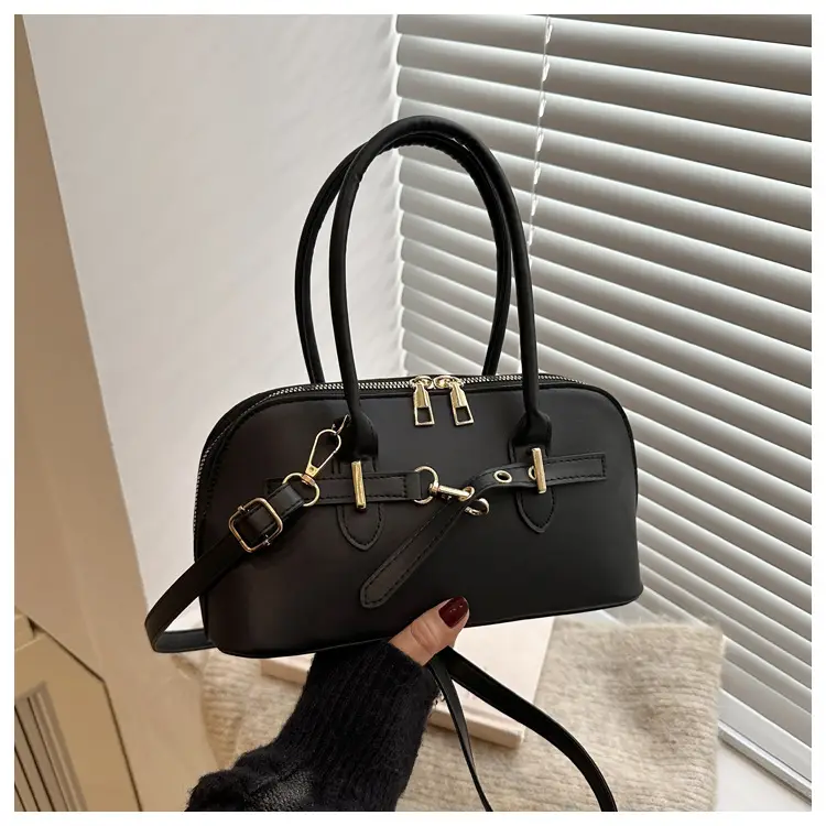 Light Grey Retro Shell Bag for Women 2024 Winter — feature 46