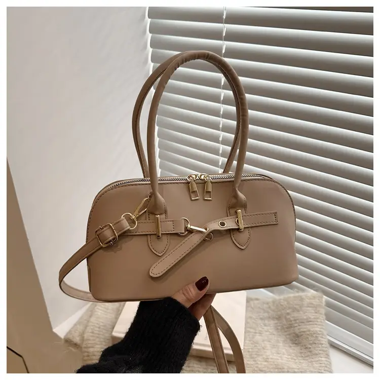 Light Grey Retro Shell Bag for Women 2024 Winter — feature 49