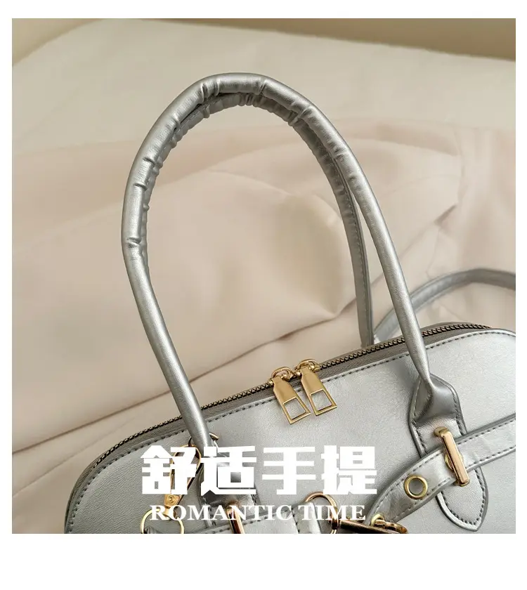Light Grey Retro Shell Bag for Women 2024 Winter — feature 7