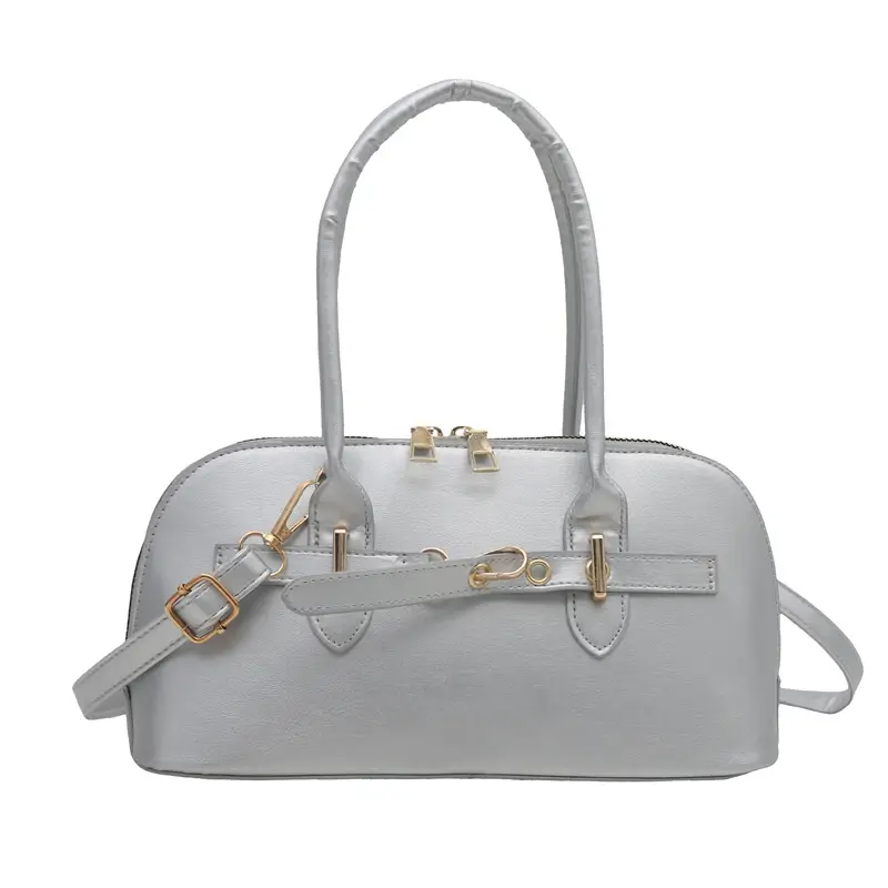 Light Grey Retro Shell Bag for Women 2024 Winter - Image 4
