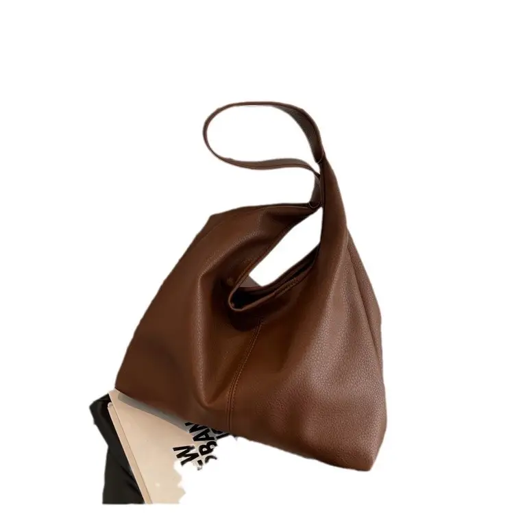 Brown Leather Shoulder Bag Large Capacity Women - Image 9