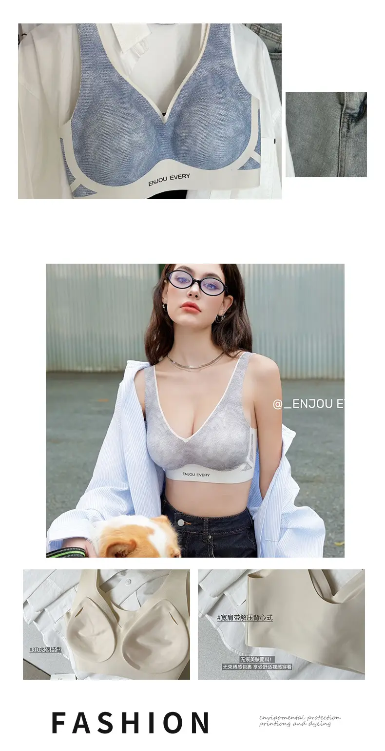 Women's Adjustable V-Neck Non-Steel Rings Bra — feature 10