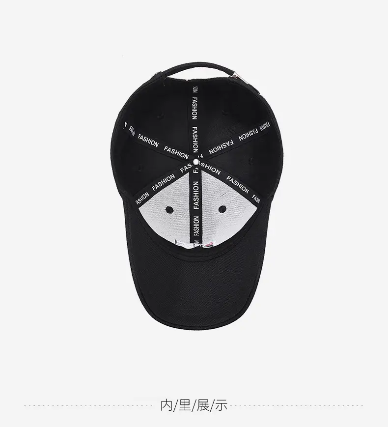 Korean Style Black Baseball Cap with Embroidered Logo β feature 13