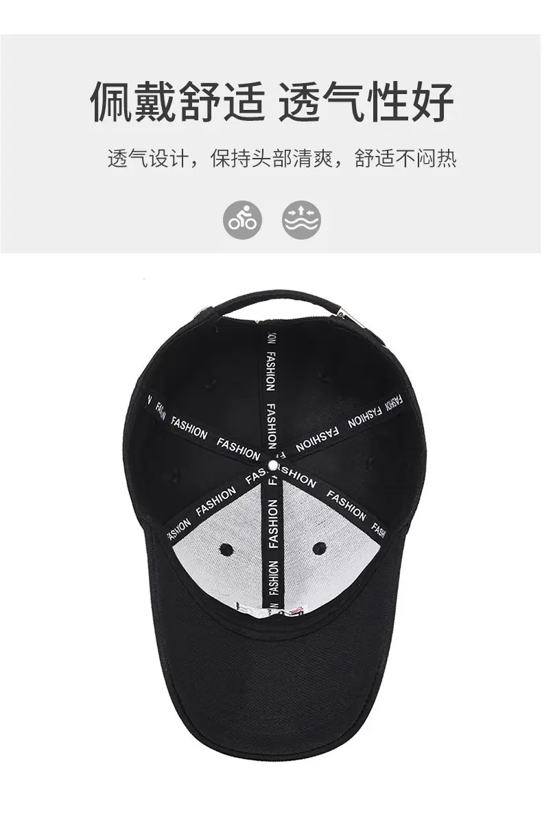 Korean Style Black Baseball Cap with Embroidered Logo β feature 5