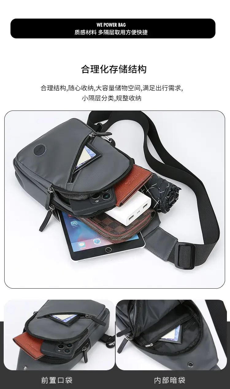 Men's Waterproof Crossbody Bag Blue Large Capacity — feature 9