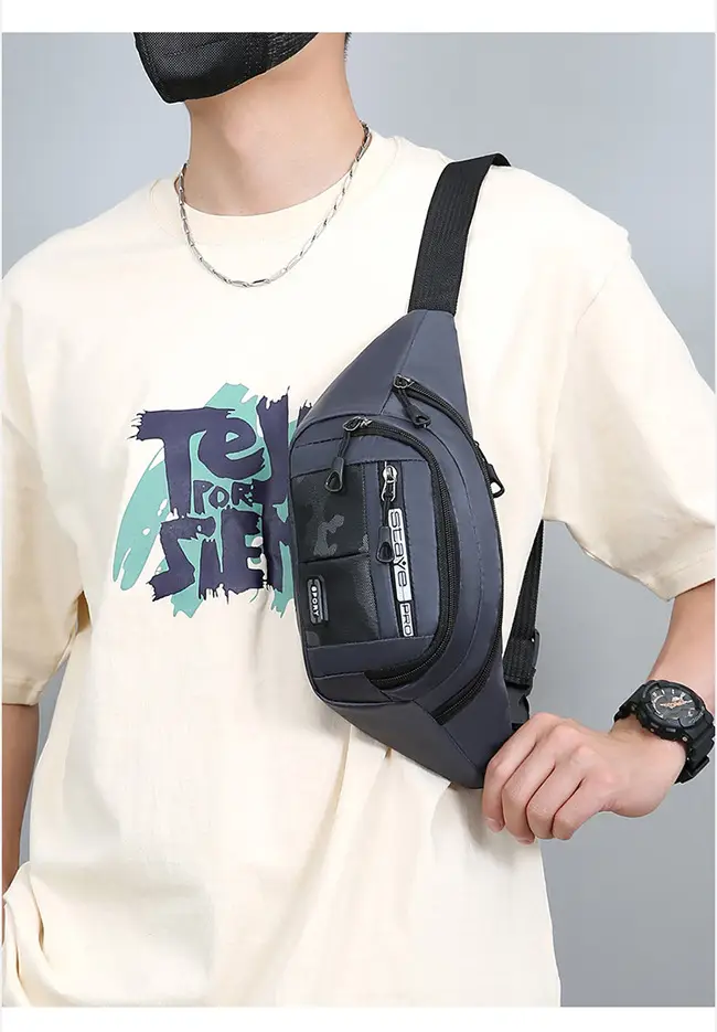 Men's Crossbody Phone Bag Gray Casual Waterproof Belt — feature 11