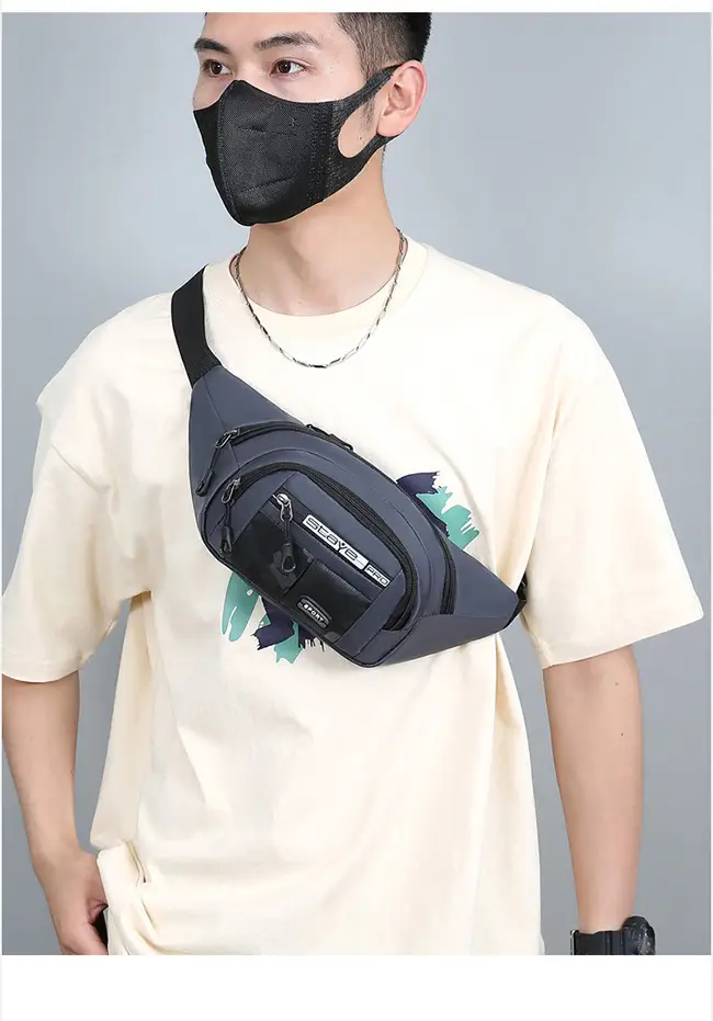 Men's Crossbody Phone Bag Gray Casual Waterproof Belt — feature 12