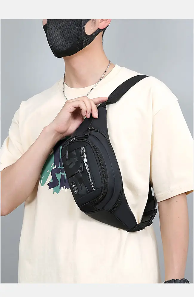 Men's Crossbody Phone Bag Gray Casual Waterproof Belt — feature 17