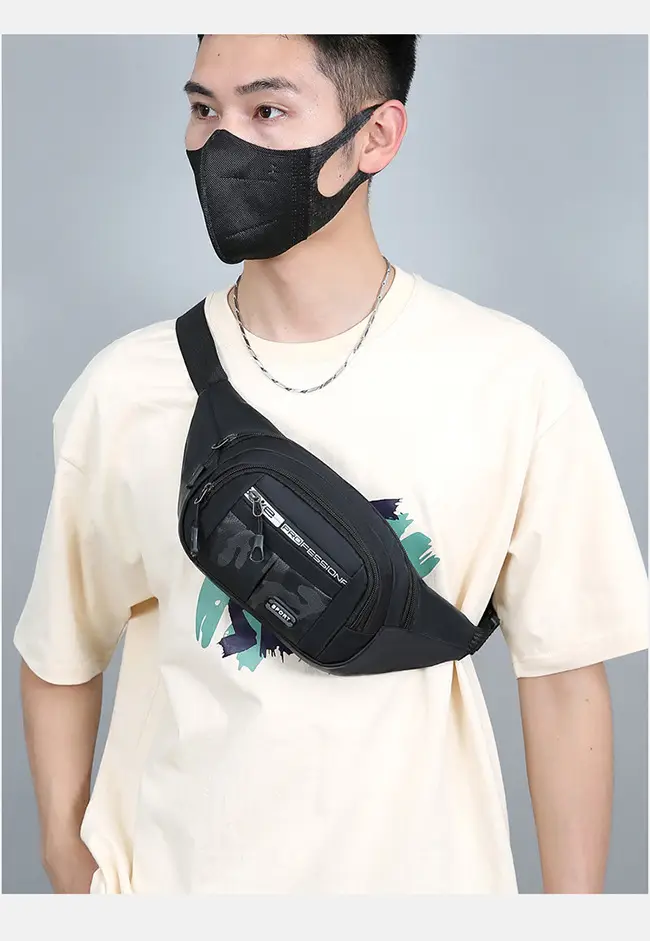 Men's Crossbody Phone Bag Gray Casual Waterproof Belt — feature 18