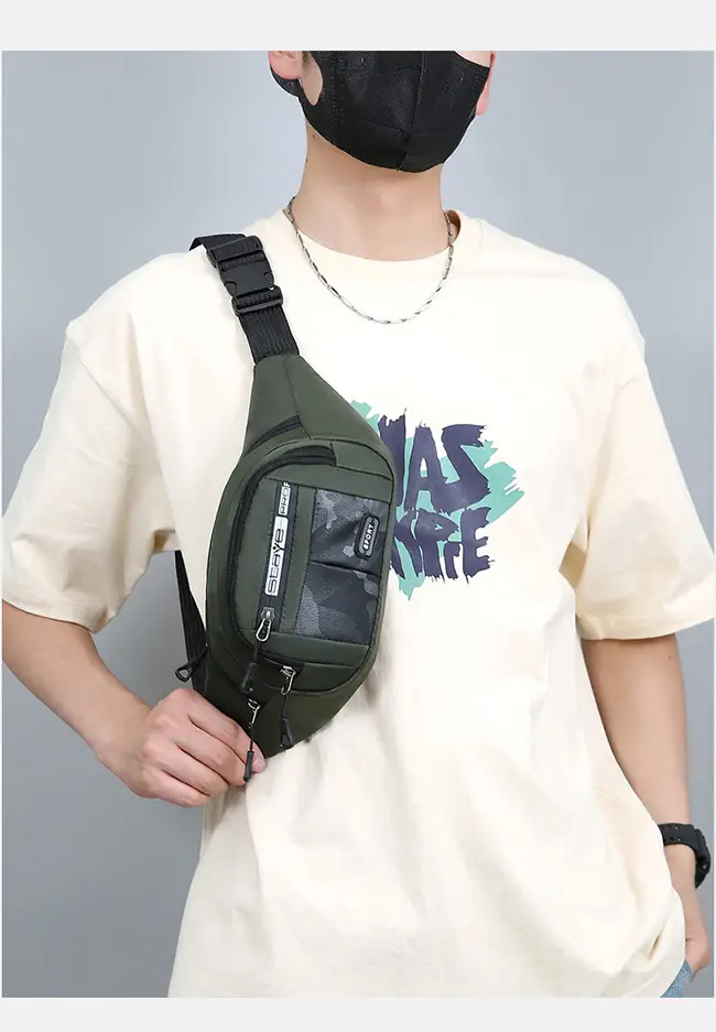 Men's Crossbody Phone Bag Gray Casual Waterproof Belt — feature 20