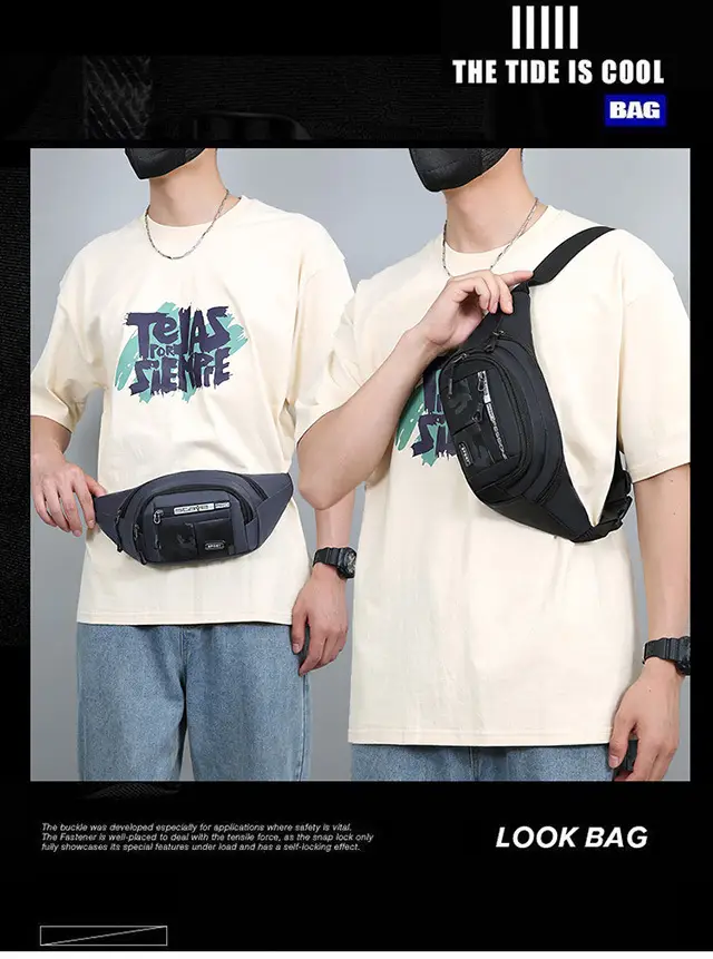 Men's Crossbody Phone Bag Gray Casual Waterproof Belt — feature 3