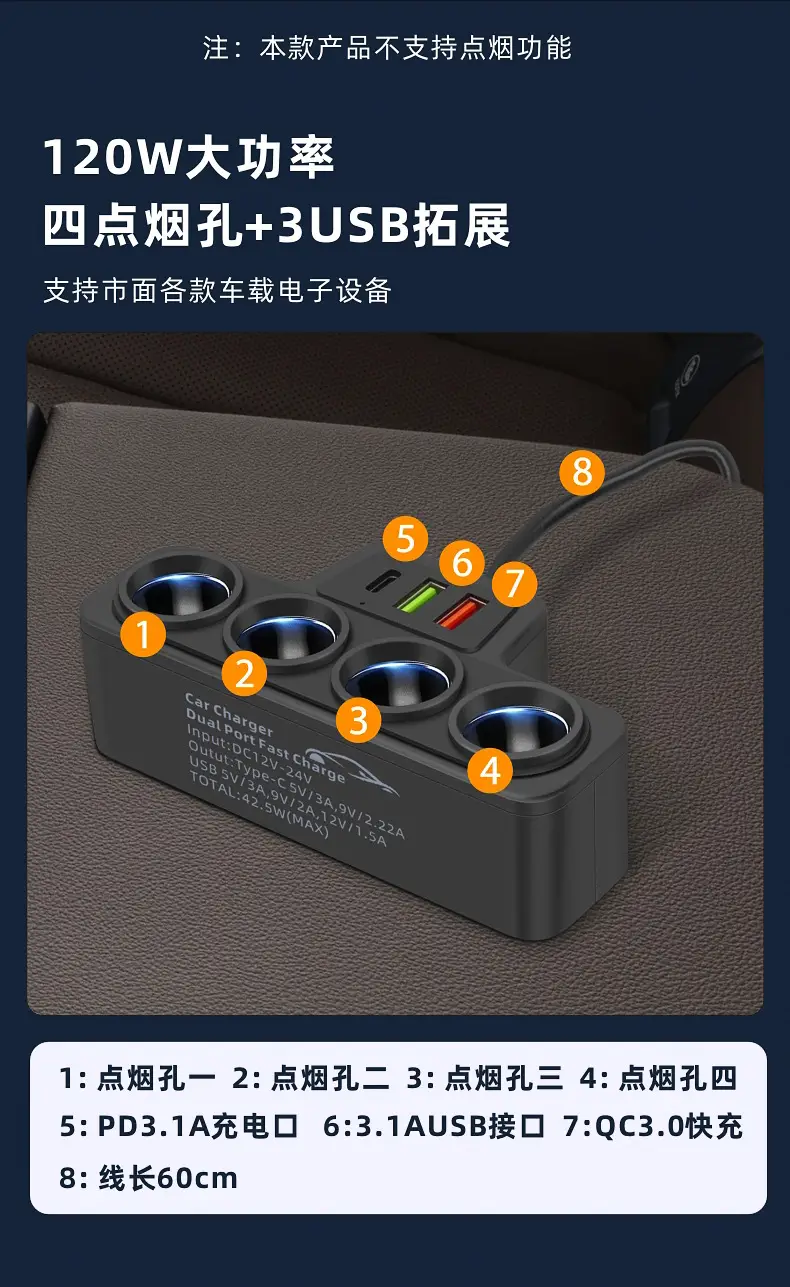 Three-in-One Car Charger 12V24V Universal Fast Charging — feature 3