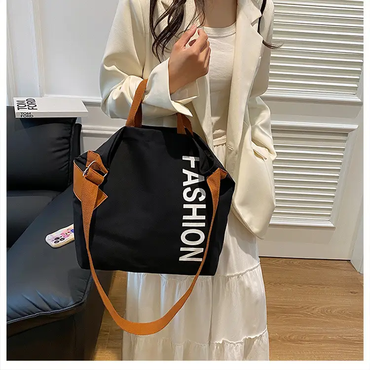 Women Japanese Canvas Tote Bag Large Capacity Black Brown — feature 16
