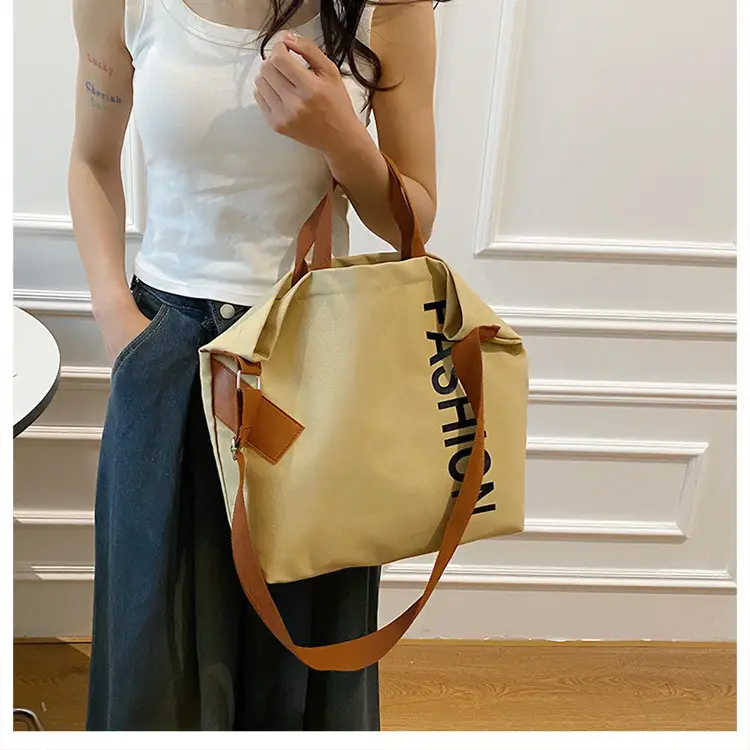 Women Japanese Canvas Tote Bag Large Capacity Black Brown — feature 21