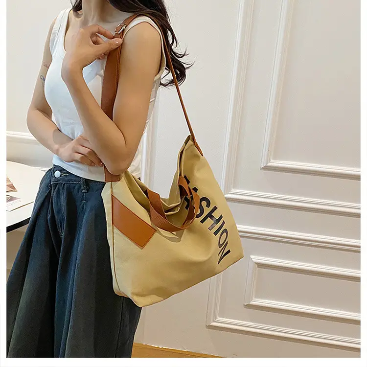 Women Japanese Canvas Tote Bag Large Capacity Black Brown — feature 22