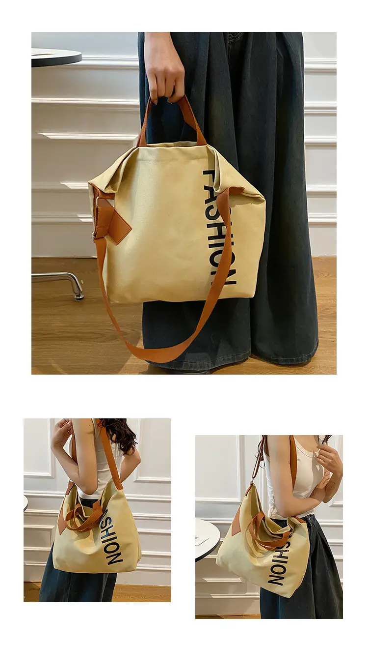 Women Japanese Canvas Tote Bag Large Capacity Black Brown — feature 27
