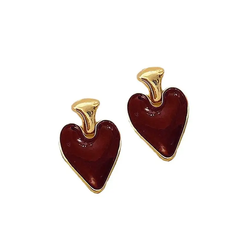 Heart Shaped Red Earrings for Women S925 Gold - Image 5