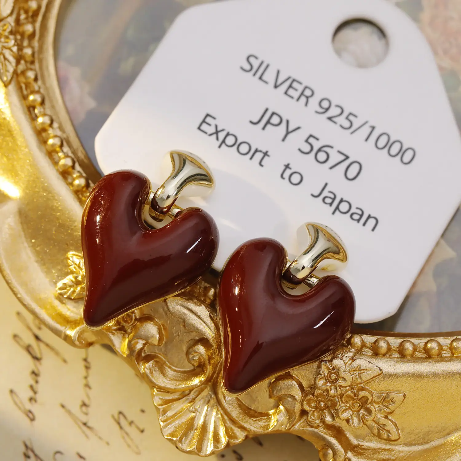 Heart Shaped Red Earrings for Women S925 Gold — feature 12