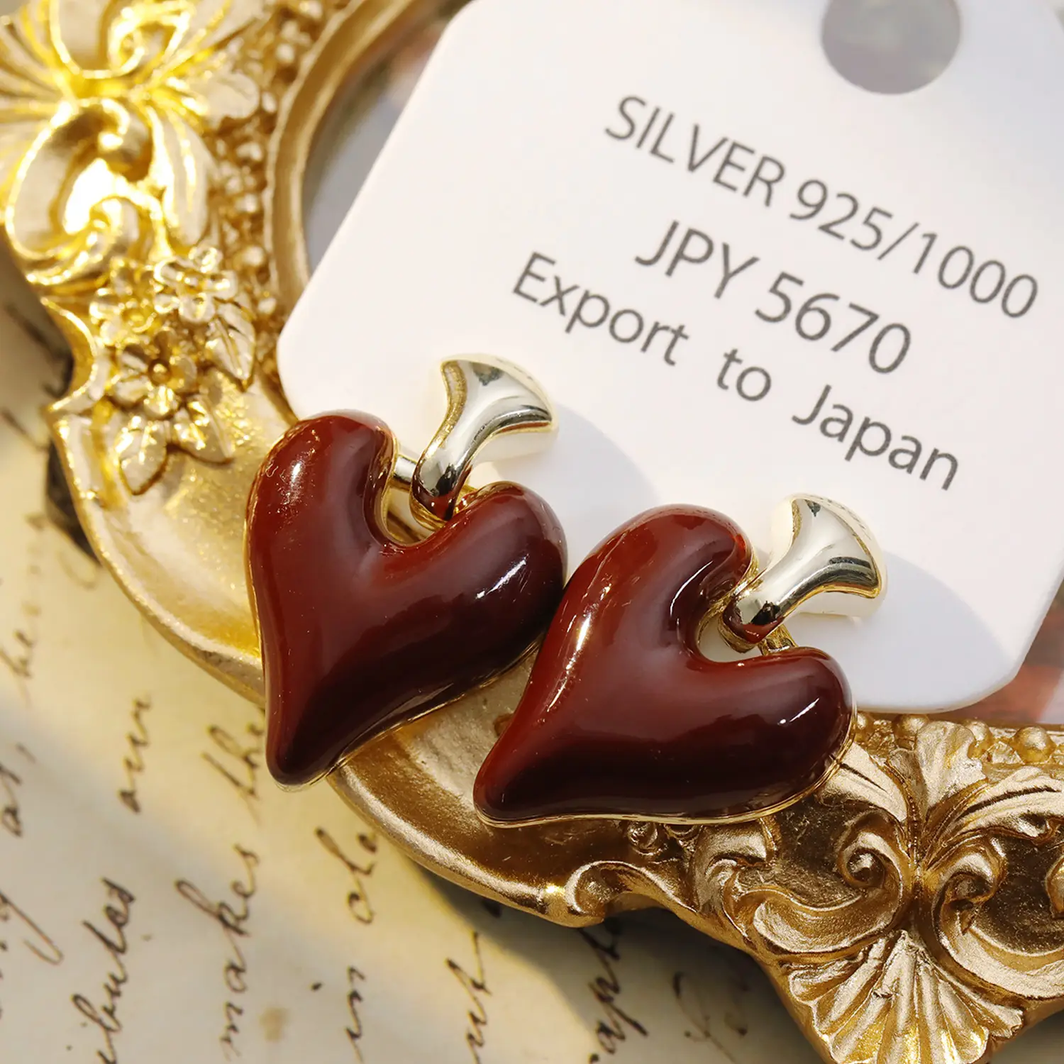 Heart Shaped Red Earrings for Women S925 Gold — feature 16