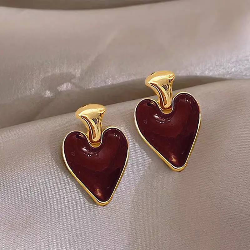Heart Shaped Red Earrings for Women S925 Gold — feature 4