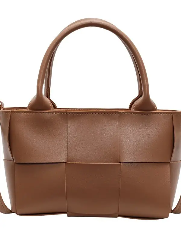 Black Woven Retro Handheld Bucket Bag for Women - Image 10