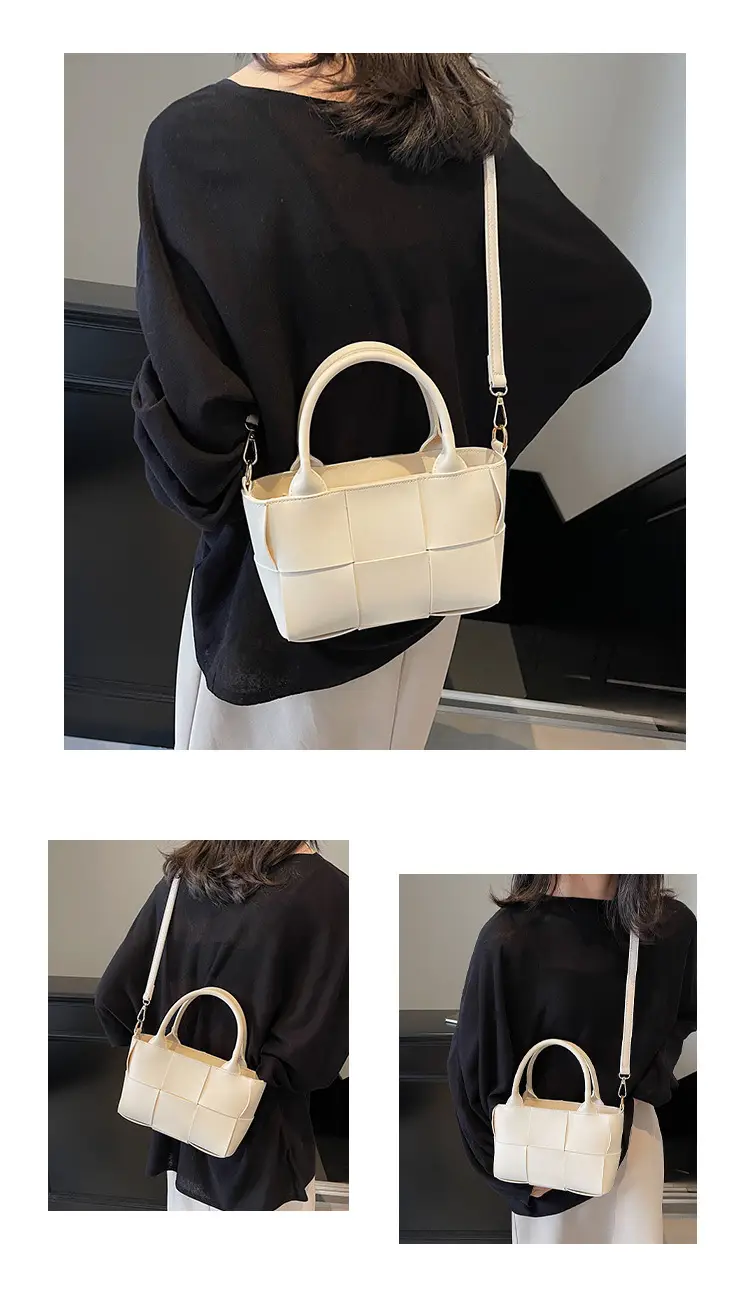 Black Woven Retro Handheld Bucket Bag for Women — feature 15