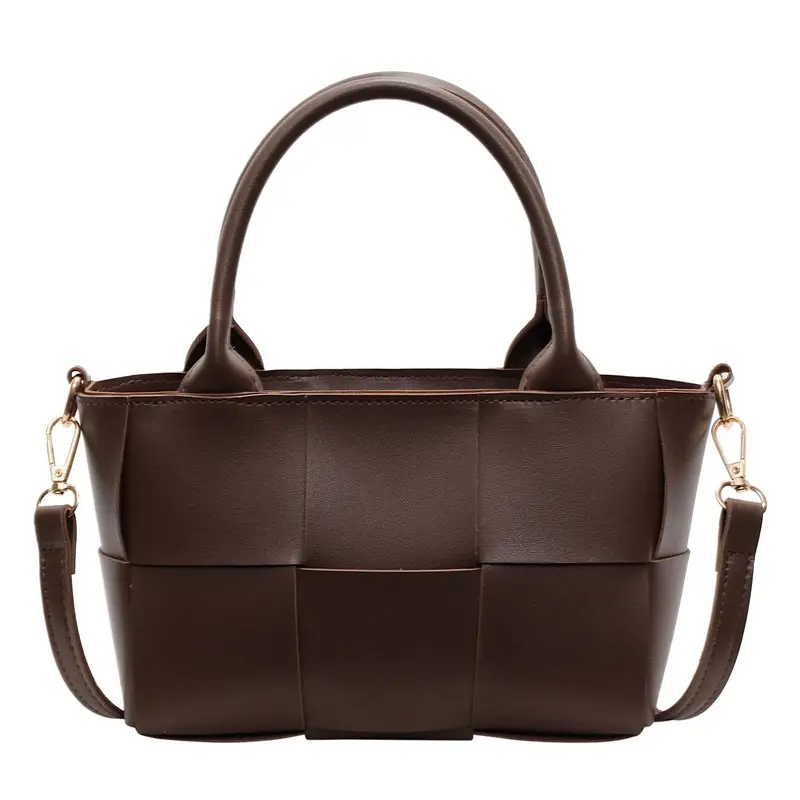 Black Woven Retro Handheld Bucket Bag for Women - Image 2