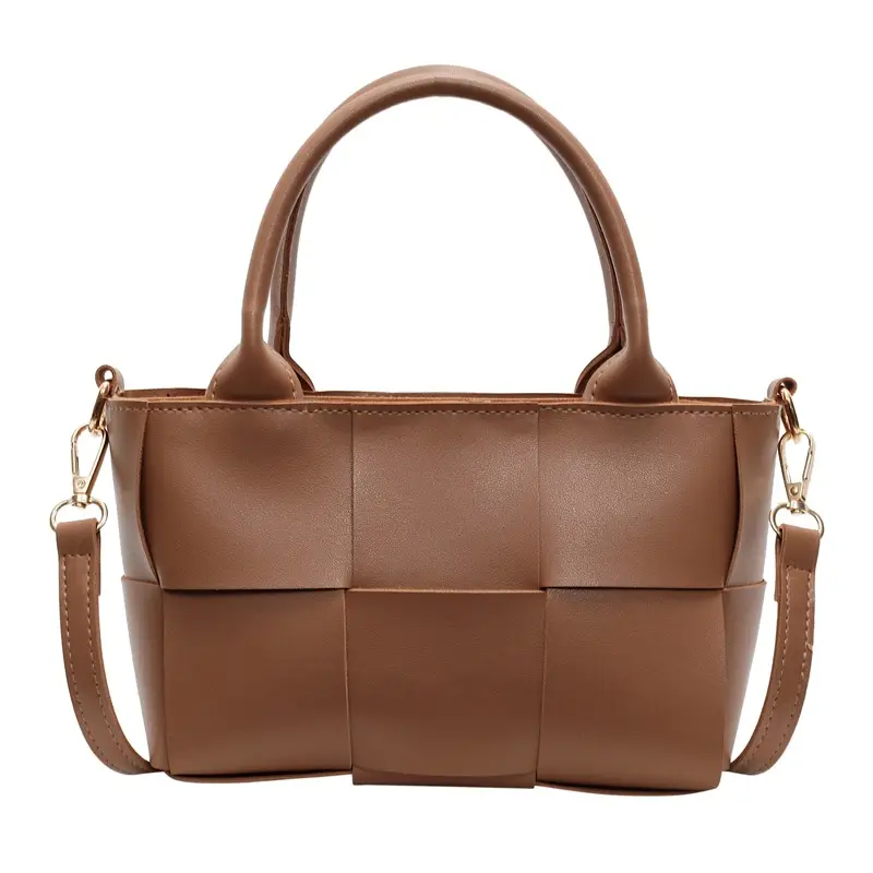 Black Woven Retro Handheld Bucket Bag for Women - Image 4
