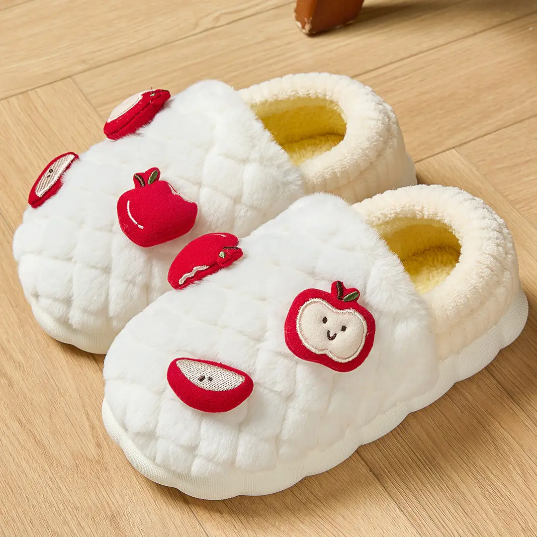 Couple Slippers Rice Ball Set Cute Winter Indoor Cotton Slippers Non-Slip Warm Thickened Home Use Closed Heel Soft Sole