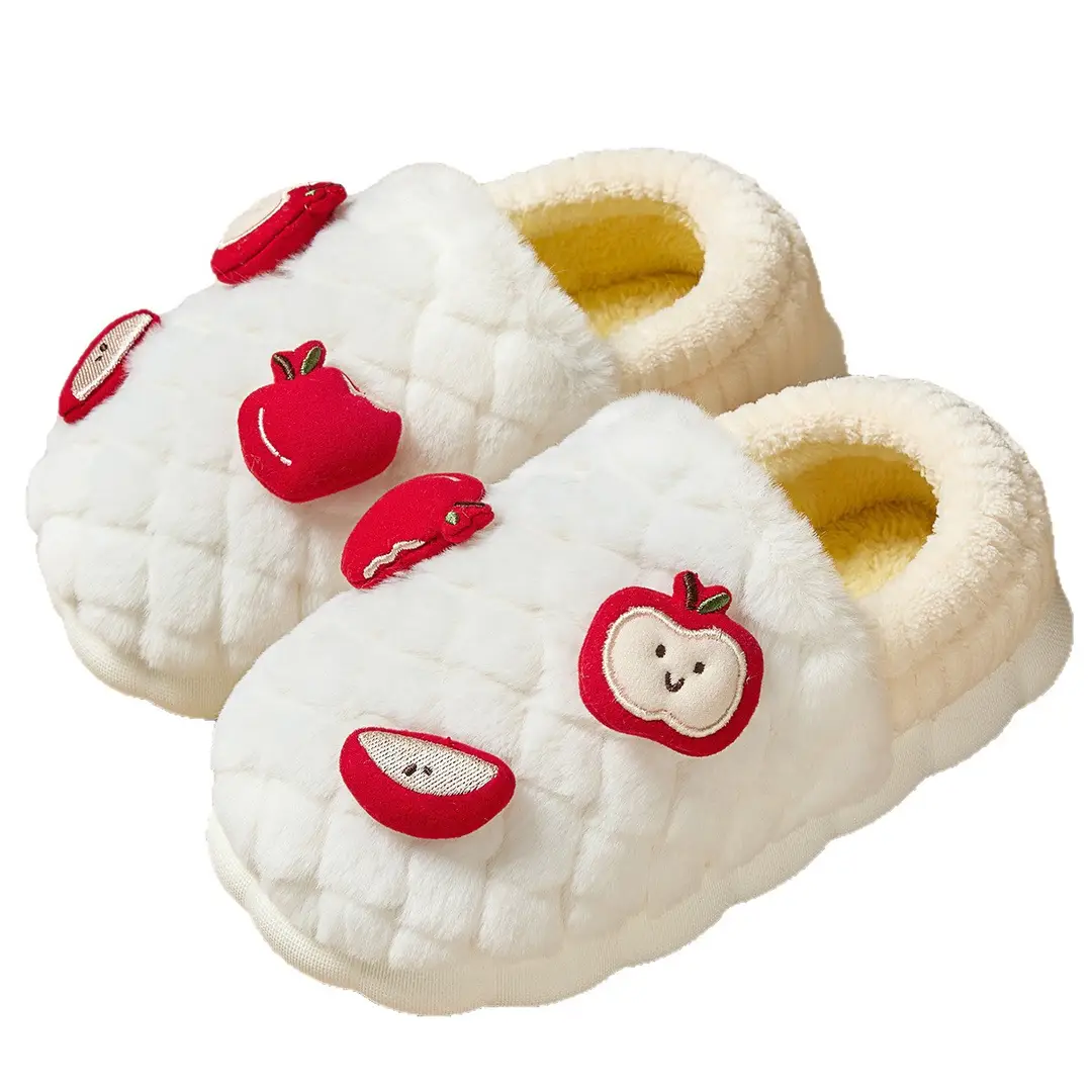 Couple Slippers Rice Ball Set Cute Winter Indoor Cotton Slippers Non-Slip Warm Thickened Home Use Closed Heel Soft Sole